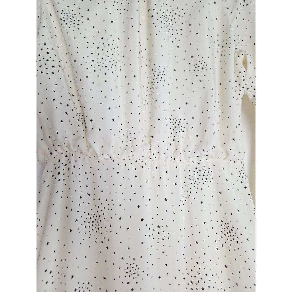 Maje Reto Dress 4 Small FR 36 Ecru Ivory Star Print Asymmetrical Midi NWT - Picture 10 of 16